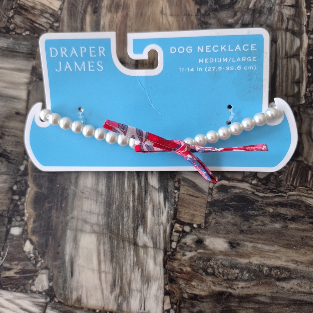 Draper James Pearl Dog Necklace with Red Bow